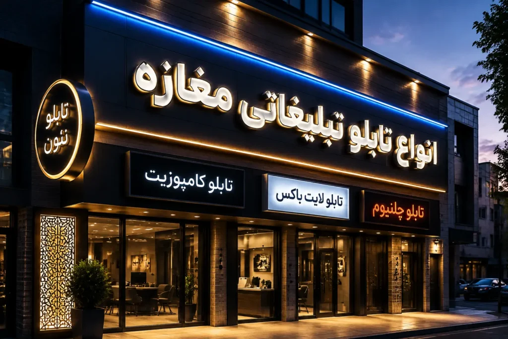 انواع تابلو تبلیغاتی مغازه